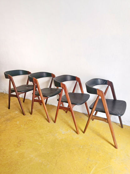 Sedie Th.Harlev mod.205 design danese originale vintage anni 60 [74st-4] * da ristoffare * misure H.73/44 L.50 P.46