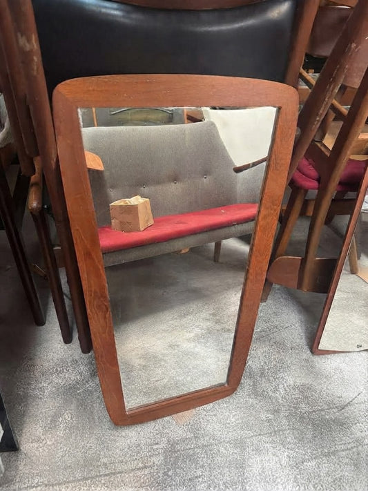 Specchio da parete danese vintage anni '60 in teak | 75cm | 100st43