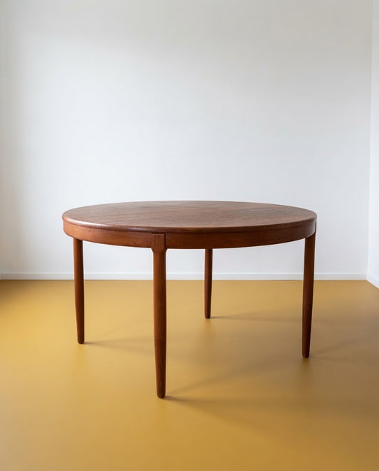 Tavolo Rotondo Teak Design Danese Vintage Anni '50 | Ø120 cm | 99vnt9 | IN FASE DI RESTAURO