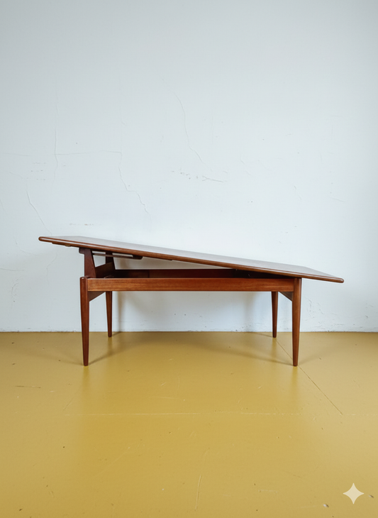 Tavolino Trasformabile Vintage Danese Teak Anni '60 Regolabile