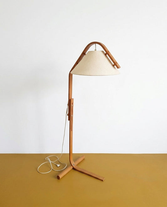 Lampada Terra Jan Wickelgren Svedese Anni '60 Betulla Regolabile | 140cm | 84vnt1