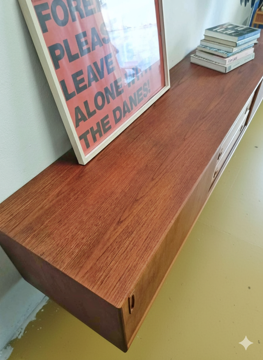 Sideboard Danese Vintage Anni '50 Teak Ante Cassetti Lungo L.240 cm