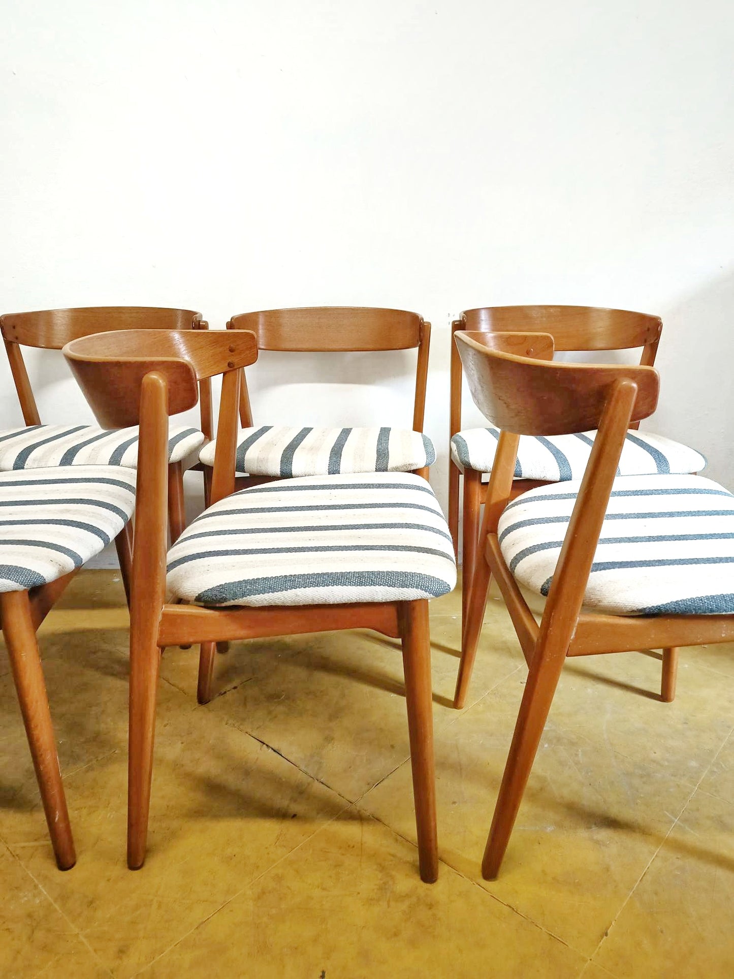 Sedie design danese vintage anni 50 | set 6 sedie righe