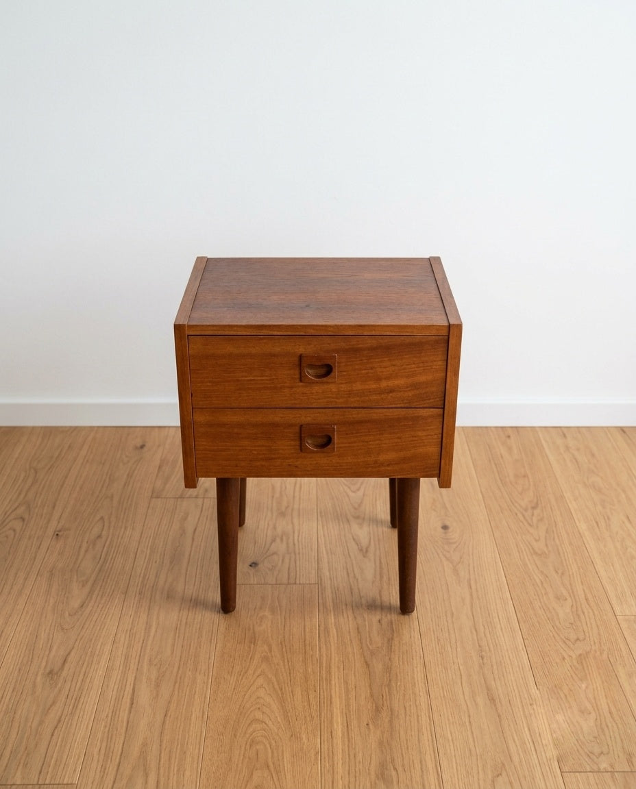 Comodino danese vintage anni '60 teak | due cassetti | 99ck2471