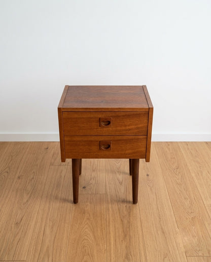 Comodino danese vintage anni '60 teak | due cassetti | 99ck2471