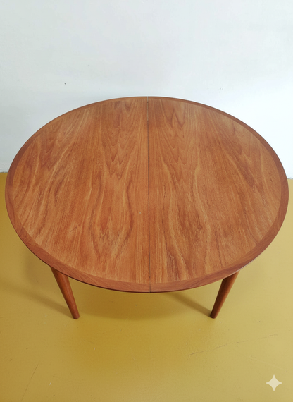 Tavolo rotondo allunga interna Danese Vintage Anni 60 Teak 122cm
