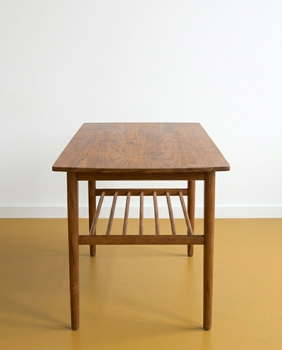 Tavolino danese anni '50 in teak | ripiano a doghe | 100cm | 97vnt2