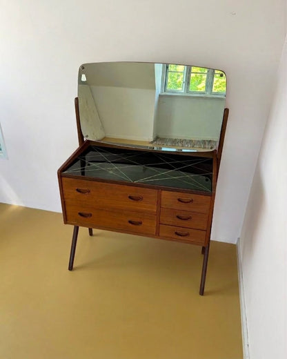 Toletta Danese Anni '50 Teak 5 Cassetti Specchio | 78 cm | 99vnt