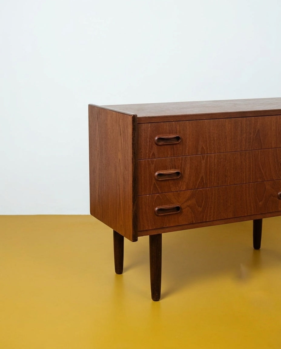 Coppia Comodini Vintage Danesi Teak Anni '50 | Tre Cassetti | 60cm | 58j37130