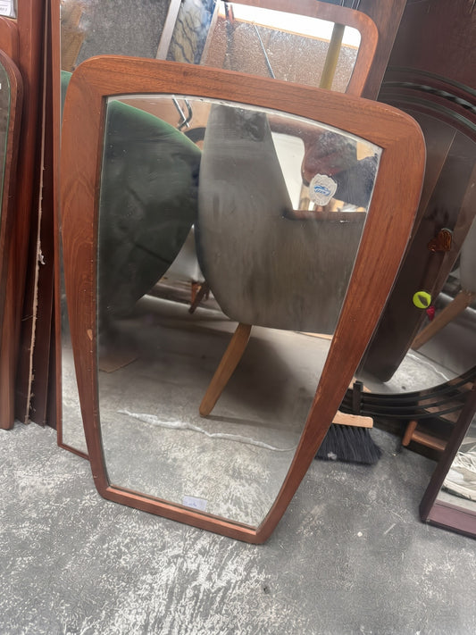 Specchio da parete danese vintage anni '60 teak | cornice ampia | 62cm  | 100st34