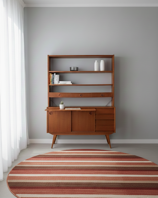 Libreria Scrittoio Vintage Svedese Teak Quercia Piano Estraibile