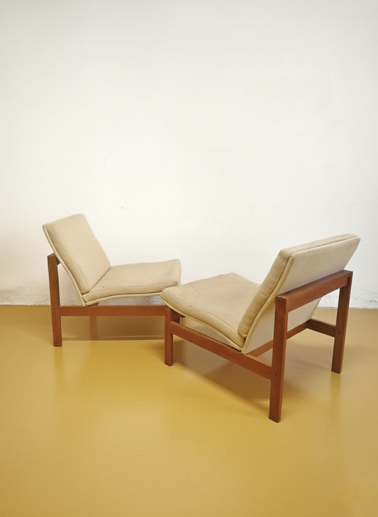 Coppia Poltrone Moduline Gjerlov Knudsen Lind | Teak Anni '60 | 57cm