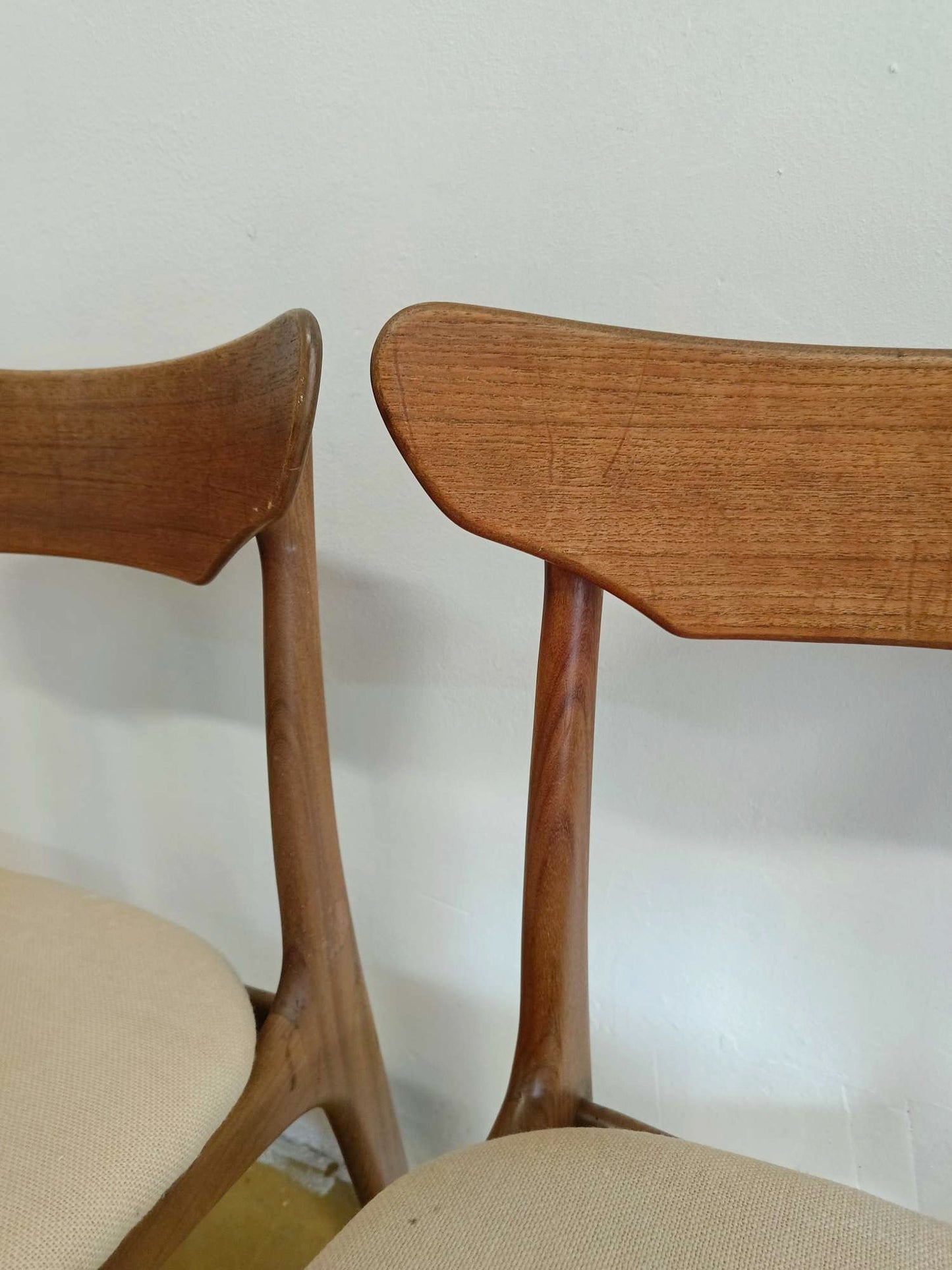 Sedie Schønning & Elgaard Danesi Vintage Anni '50 Teak | set 4 sedie bianche