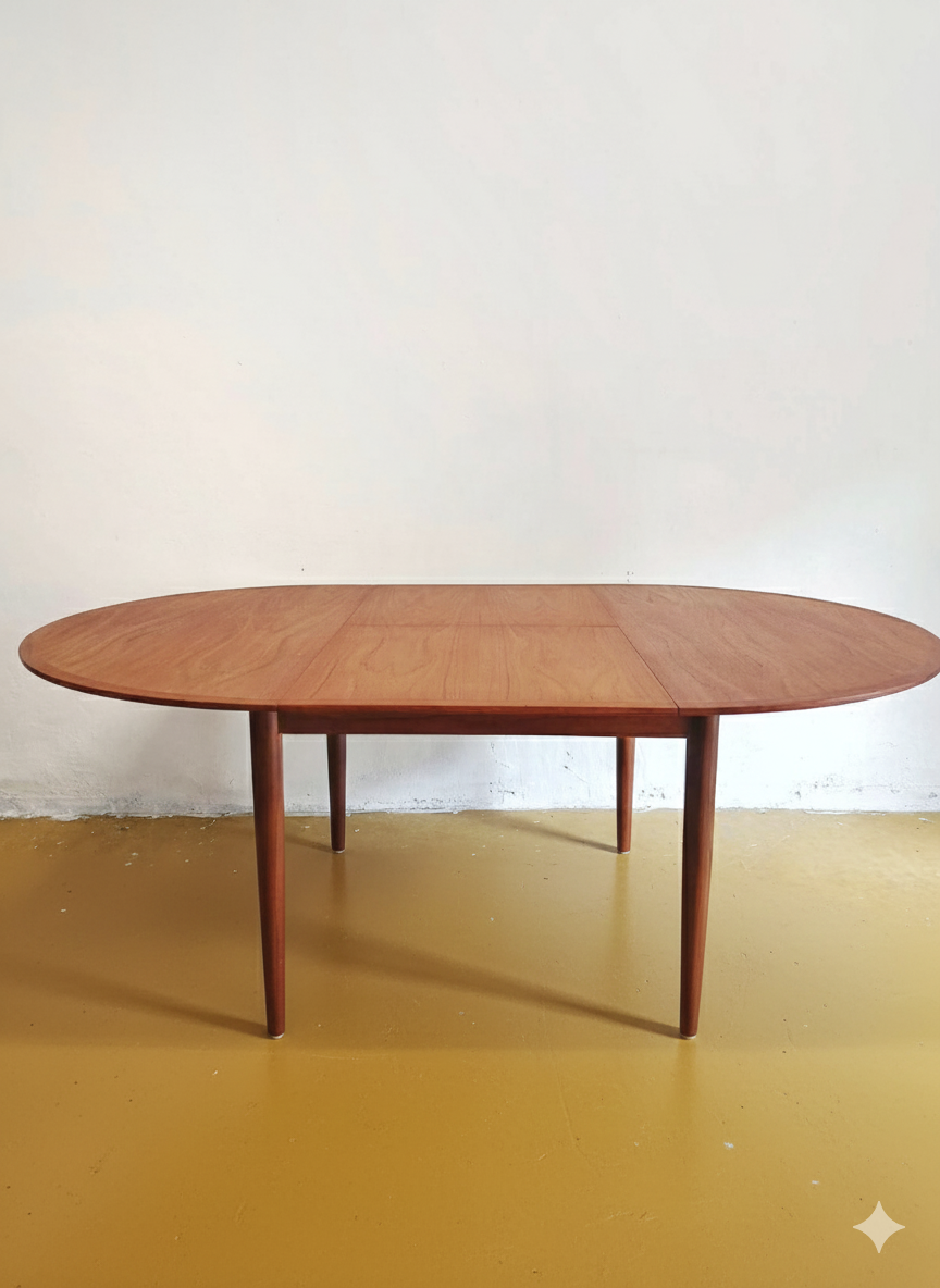 Tavolo rotondo allunga interna Danese Vintage Anni 60 Teak 122cm