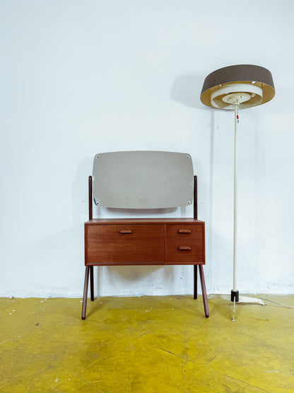 Toletta Danese Anni '50 Teak | 2 Cassetti Specchio Restaurata 78cm