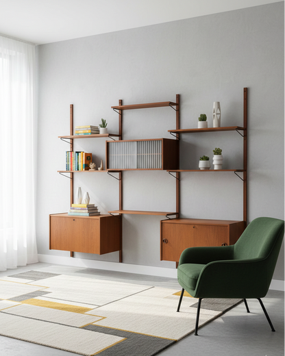 Libreria Poul Cadovious Modulare Vintage Danese Teak Anni '60 | Parete Attrezzata