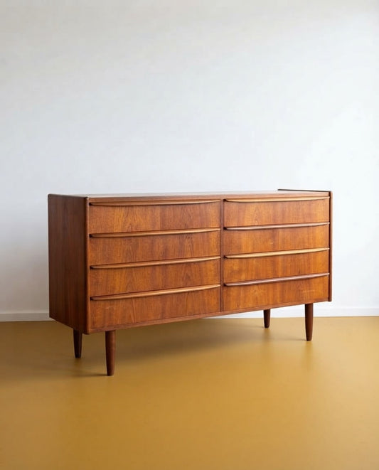 Cassettiera doppia sideboard Danese Anni '50 Teak Restaurata | 128cm | 99vnt-doppia