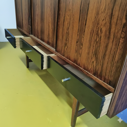 Credenza Danese Palissandro 165cm | Cassetti Laccati Nero