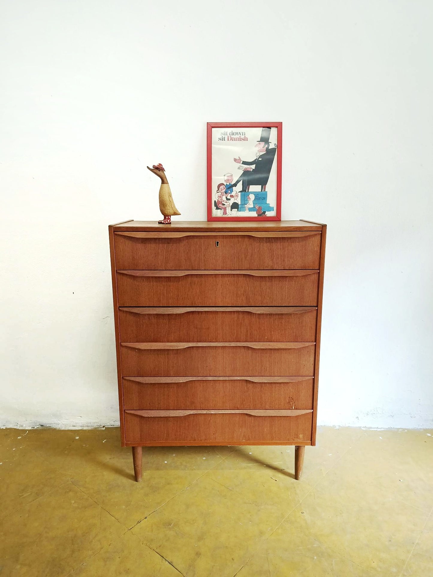 Cassettiera Teak Danese Vintage Anni 50 | Sei Cassetti Verticale 108cm