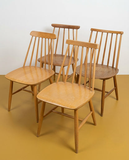 set 4 sedie diverse| design svedese vintage betulla | 95swHM | in restauro