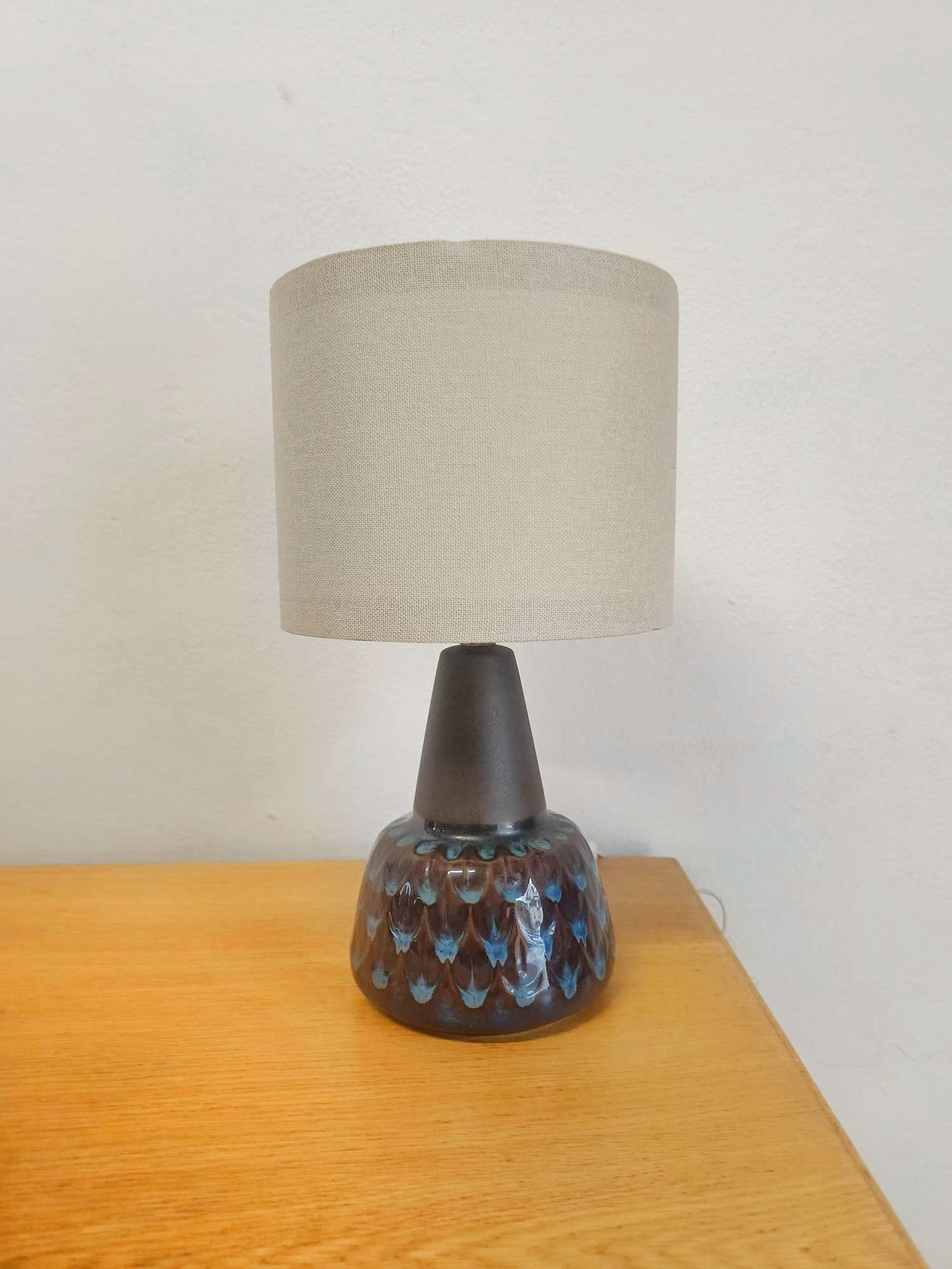 Lampada da tavolo vintage Sohølm danese | ceramica blu