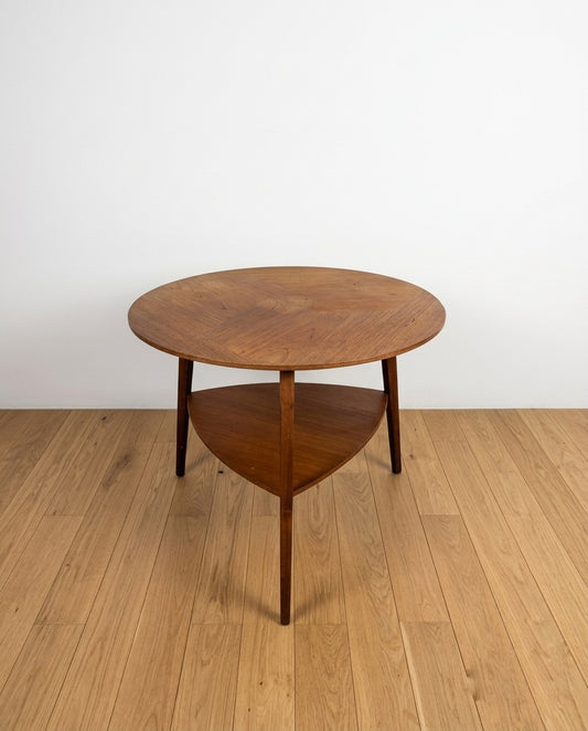 Tavolino tondo da caffè in teak - Jensen | design danese anni '60 | Ø60 cm | 99ck2431