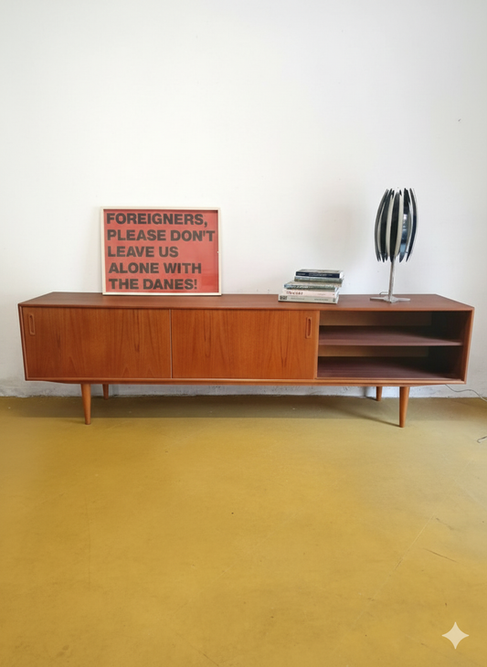 Sideboard Danese Vintage Anni '50 Teak Ante Cassetti Lungo L.240 cm