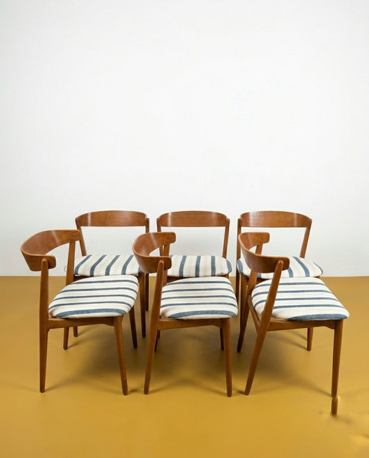 6 Sedie righe design danese vintage anni 50 | 94jm-Cv