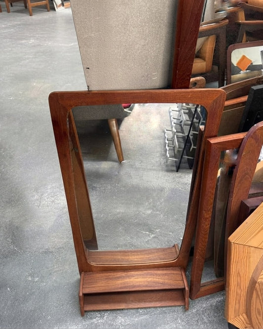 Specchio danese vintage anni '60 in teak con doppia mensola | 70cm | 100st28