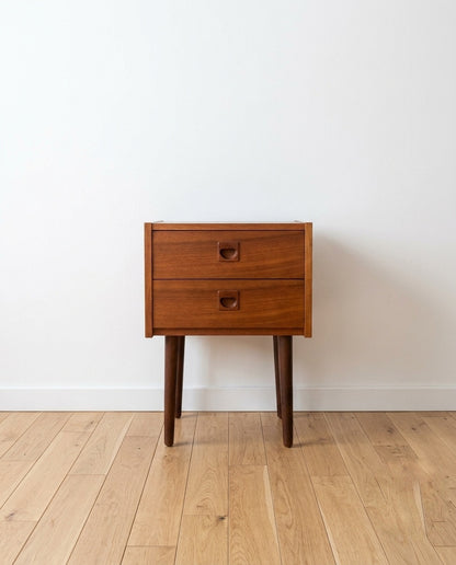 Comodino danese vintage anni '60 teak | due cassetti | 99ck2471