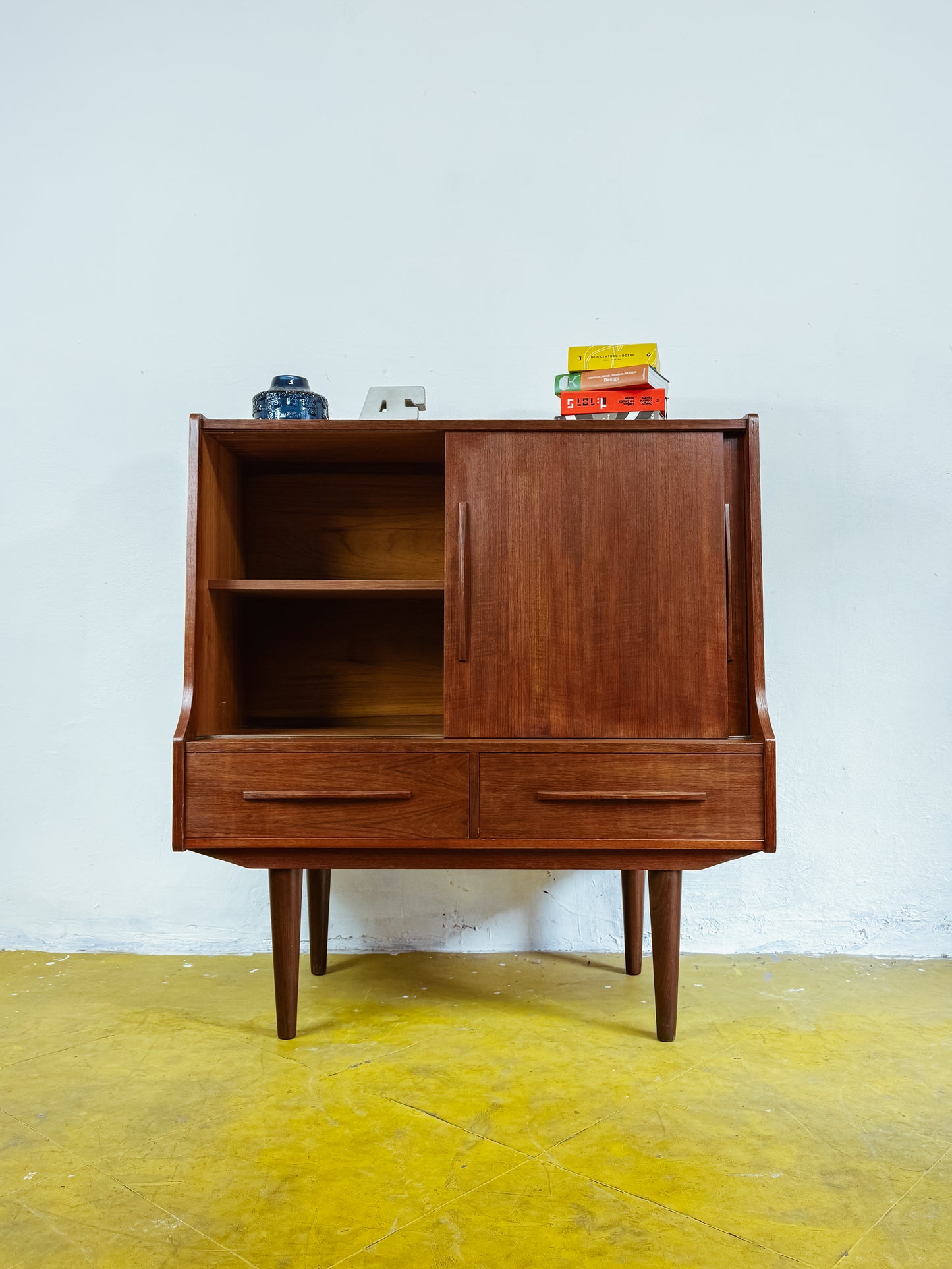 Mobile bar con specchio Danese Teak 100cm Sviluppo Verticale Ante Scorrevoli