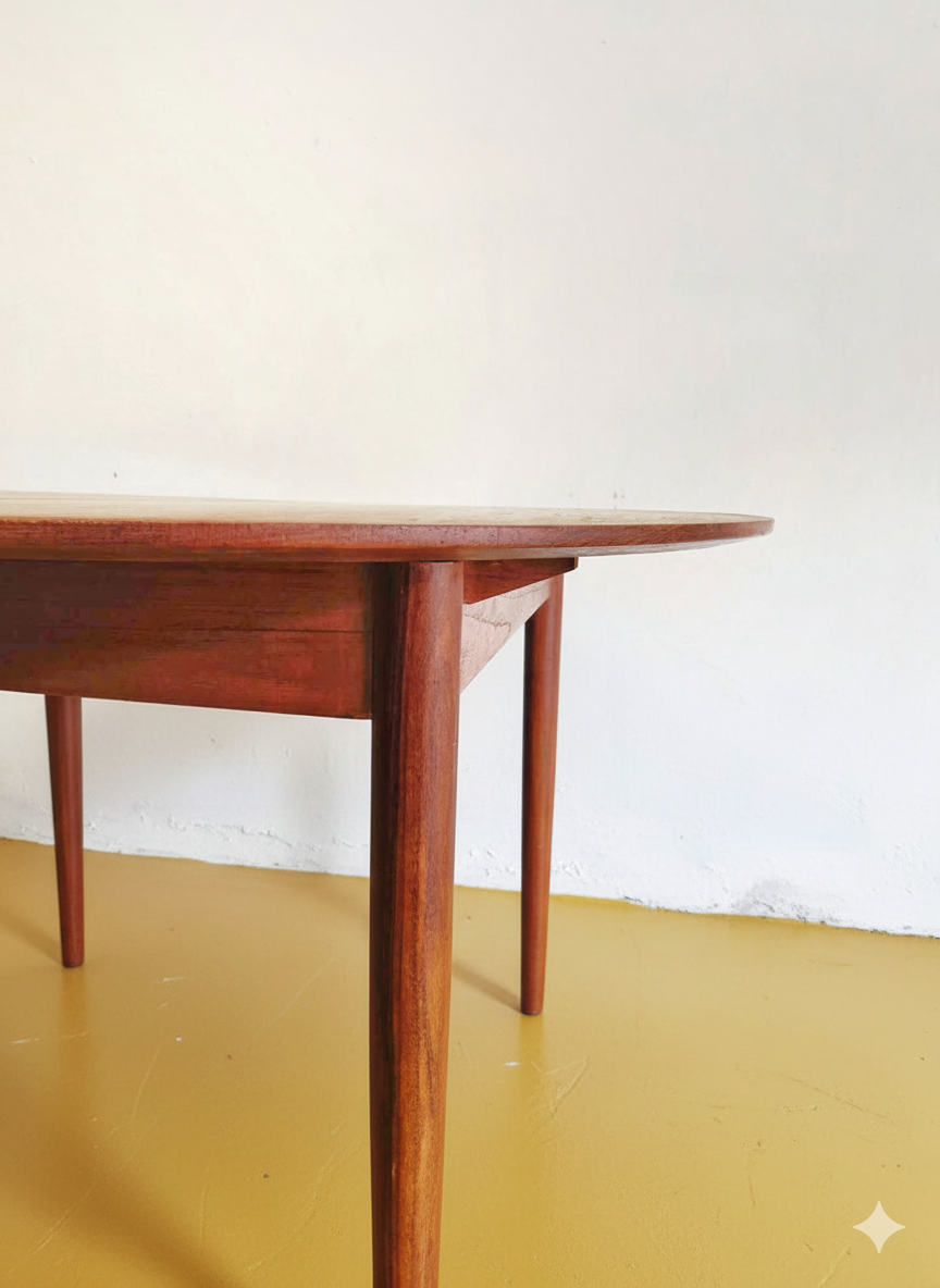 Tavolo rotondo allunga interna Danese Vintage Anni 60 Teak 122cm