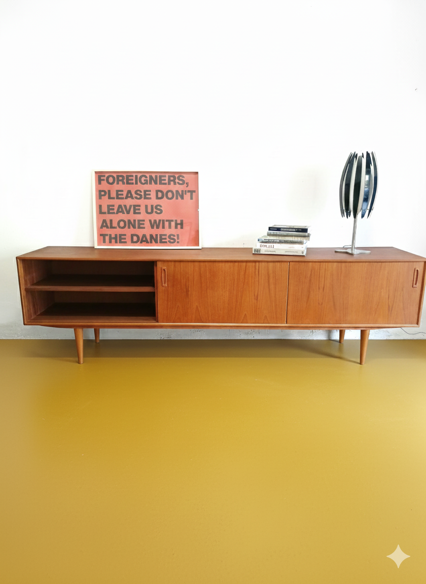 Sideboard Danese Vintage Anni '50 Teak Ante Cassetti Lungo L.240 cm