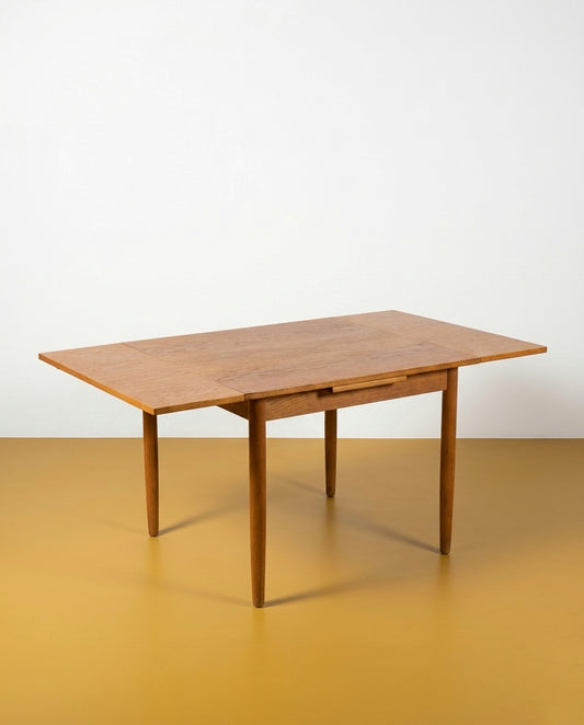 Tavolo Quadrato Danese Vintage Anni '60 Quercia 2 Allunghe | 84+58cm | 95cv