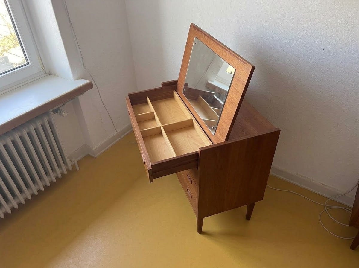 Toletta Design Danese Anni '50 Teak con Specchio | 99mkt3b