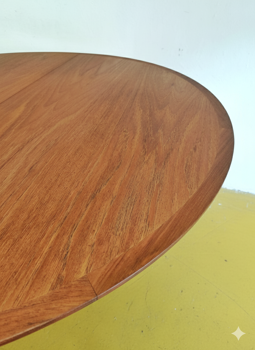 Tavolo rotondo allunga interna Danese Vintage Anni 60 Teak 122cm