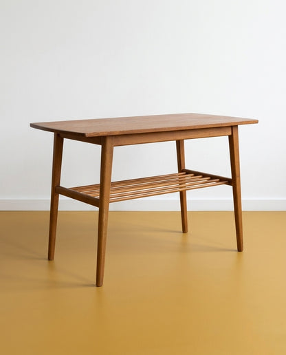 Tavolino danese anni '50 in teak | ripiano a doghe | 100cm | 97vnt2
