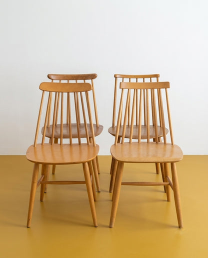 set 4 sedie diverse| design svedese vintage betulla | 95swHM | in restauro