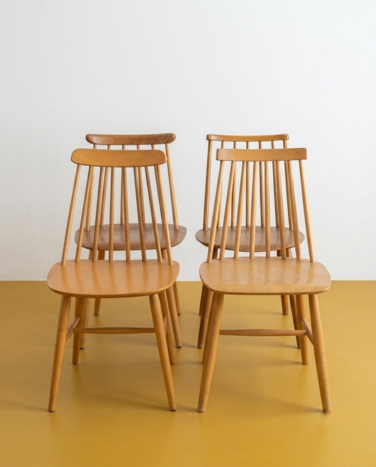 set 4 sedie diverse| design svedese vintage betulla | 95swHM | in restauro