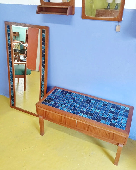 Tavolino + specchio design danese vintage anni 60 [lp2] misure L.91,5 H.41,5 P.42
