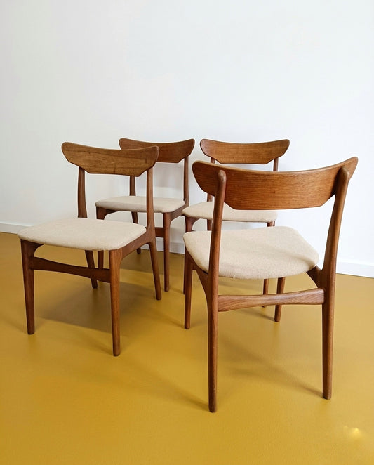 4 Sedie Schønning & Elgaard bianche Danesi Anni 50 Teak | 94vnt-SE