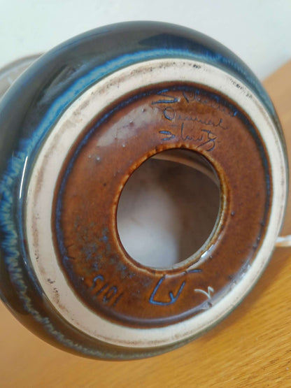 Lampada da tavolo vintage Sohølm danese | ceramica blu