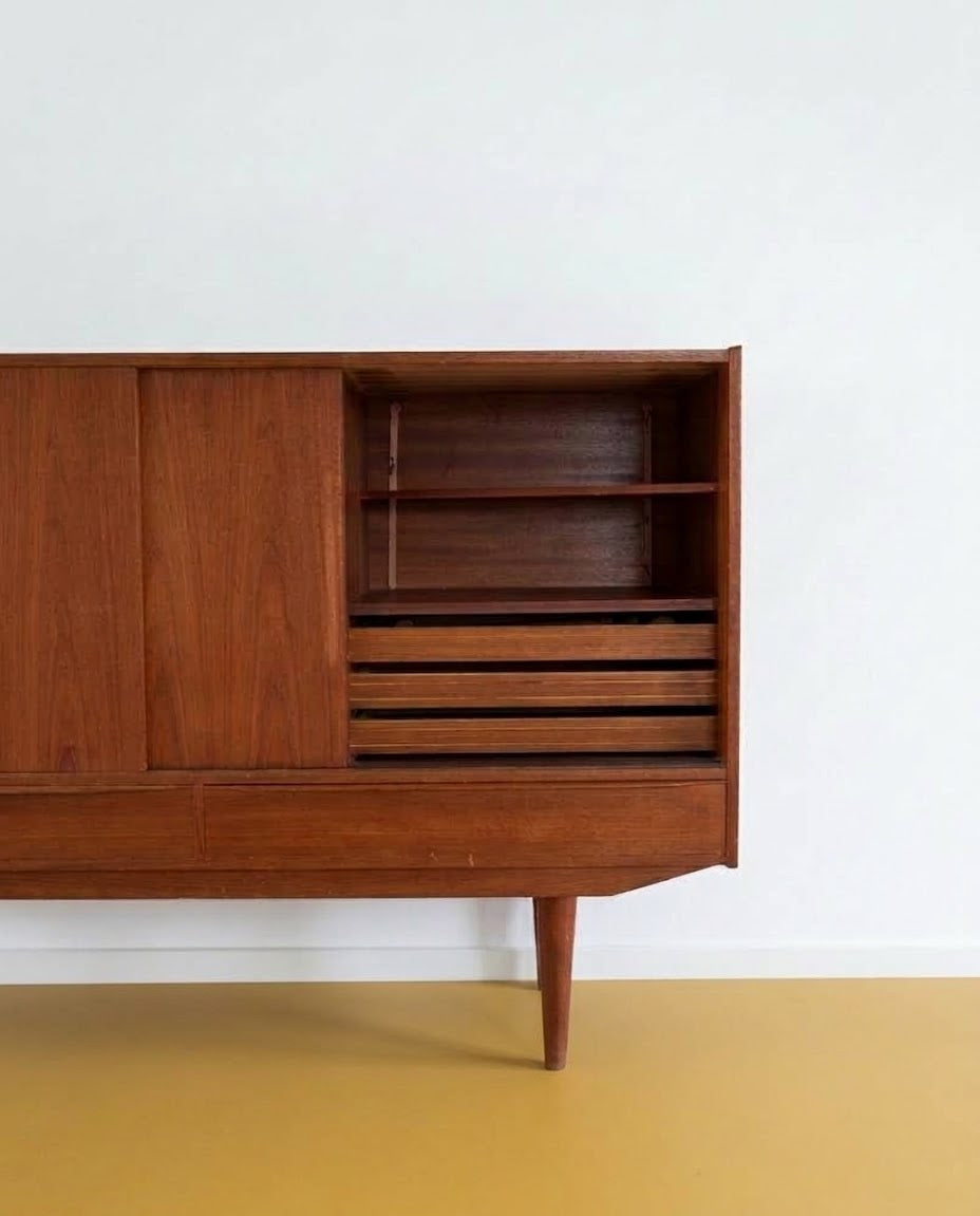 Credenza Teak Ante Scorrevoli e Vano a Giorno Design Danese Anni '60 | 150 cm | 99vnt150