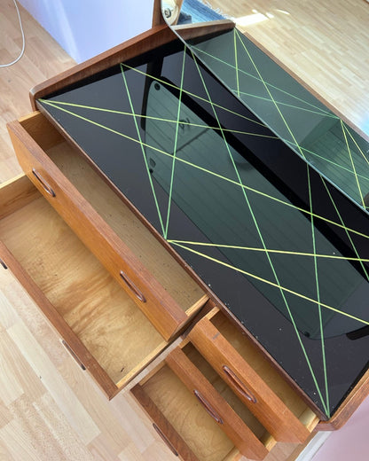 Toletta Danese Anni '50 Teak | 5 Cassetti Specchio Restaurata | 78cm | 99vnt
