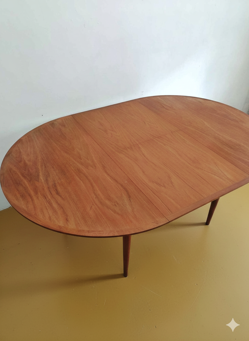 Tavolo rotondo allunga interna Danese Vintage Anni 60 Teak 122cm