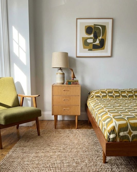 Comodino Vintage Svedese Quercia Anni '60 | Tre Cassetti Slanciato