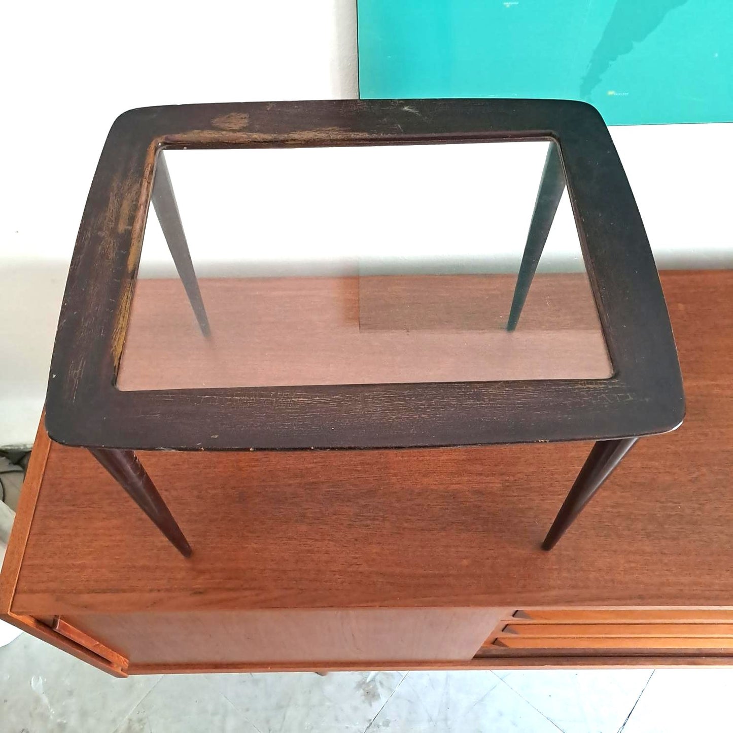 Tavolino piano in vetro vintage design anni 50 [tb-px]